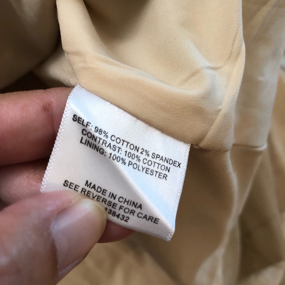 ModCloth Colorblock Contrast Double Breasted Pleated Tan Yellow Trench Coat M - Picture 13 of 16
